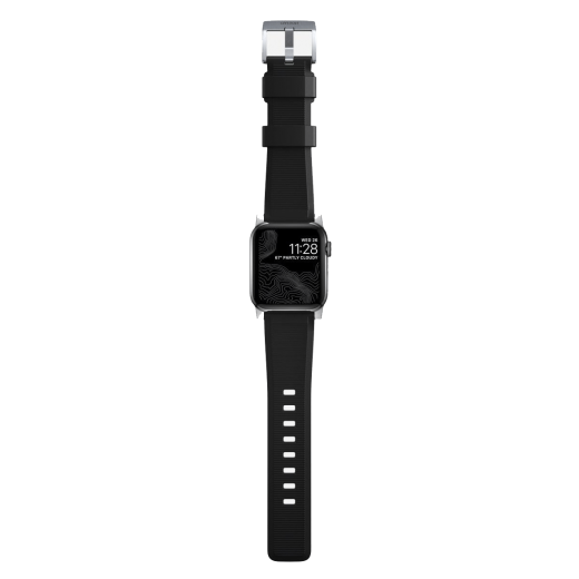 Силиконовый ремешок Nomad Rugged Band Black Rubber / Silver Hardware для Apple Watch 40мм | 41мм