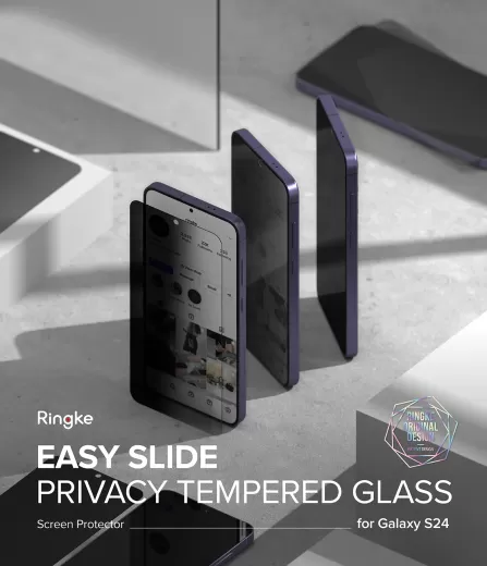 Защитное стекло антишпион Ringke Screen Protector | Easy Slide Privacy Tempered Glass для Samsung S24 Plus