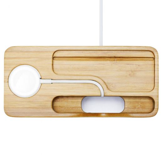 Док-станція Spigen Stand S370 Bamboo Wood для Apple Watch/iPhone