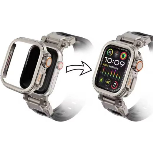Металлический чехол CasePro Metal Case Titanium для Apple Watch 45 мм