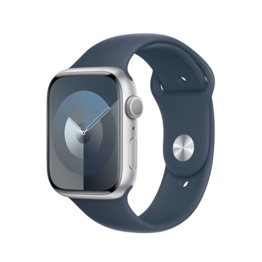 Смарт-годинник Apple Watch Series 9 GPS + Cellular, 41mm Silver Aluminium Case with Storm Blue Sport Band