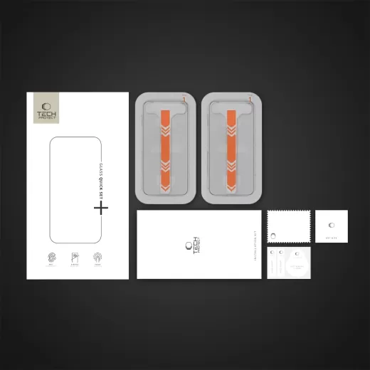 Захисне скло з аплікатором Tech-Protect Quick Set+ 2 шт. Black для iPhone 16 Pro