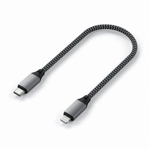 Кабель Satechi USB-C to Lightning Cable Space Gray (25 cm) (ST-TCL10M)