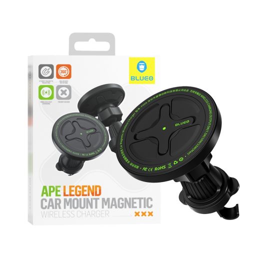 Автомобільний тримач з зарядкою Blueo Ape Legend Car Mount Magnetic Wireless Charger Black (BC5955B)