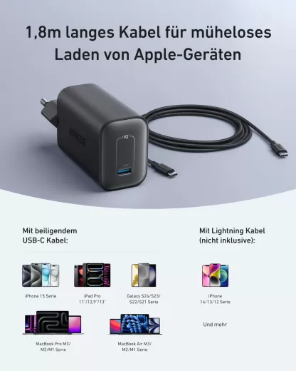 Быстрая зарядка с кабелем Anker Nano Charger (100W) with USB-C Cable White