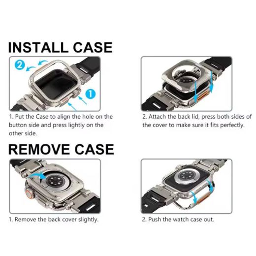 Металлический чехол CasePro Metal Case Titanium для Apple Watch 45 мм