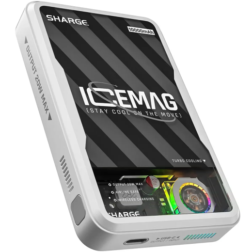 Повербанк с активным охлаждением Sharge Icemag Magnetic Wireless Power Bank 10000mAh