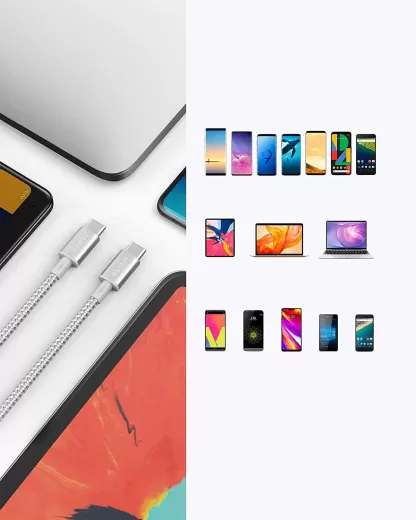 Кабель Anker Nylon USB-C to USB-C 100W Cable (3м) Silver