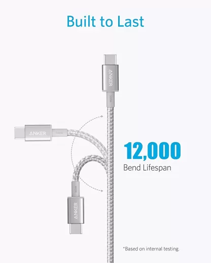 Кабель Anker Nylon USB-C to USB-C 100W Cable (3м) Silver