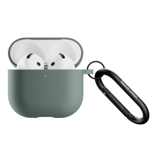 Силіконовий чохол з карабіном Native Union Active Slate Green для AirPods 4 (2024) (ACTCSE-GRN-AP4)