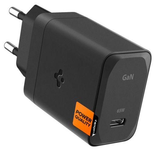 Быстрая зарядка Spigen ArcStation™ Pro GaN-651 65W Black + кабель Type-C Cable Black (ACH05475)