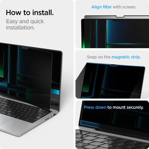Захисна плівка антишпигун Spigen Privacy Filter Screen Protector для MacBook Pro 14" M1 | M2 (2021 | 2023) (AFL06158)