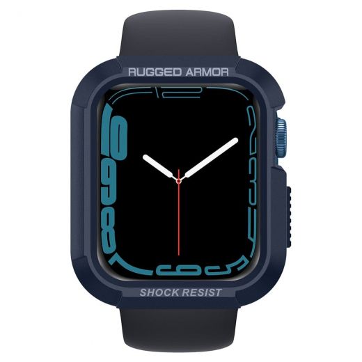 Протиударний чохол Spigen Rugged Armor Navy Blue для Apple Watch 45mm | 44mm Series 9 | 8 | 7  (ACS02224)