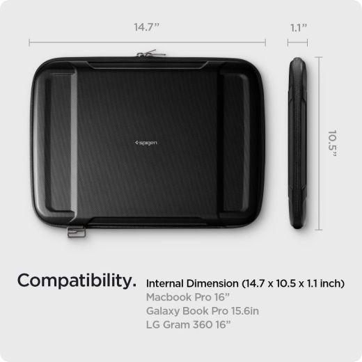Чохол-сумка Spigen Rugged Armor Pro Pouch Black для MacBook Pro 16" M1 | M2 | M3 | M4 (2021 | 2022 | 2023 | 2024) | Air 15" M2 | M3 (2023 | 2024) (AFA04271) Пошкоджена упаковка