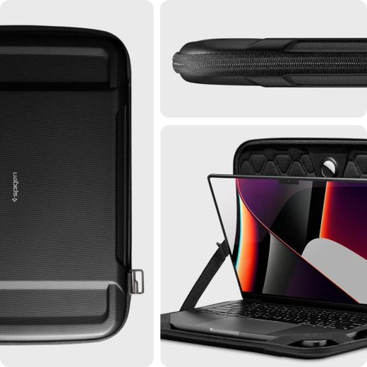 Чохол-сумка Spigen Rugged Armor Pro Pouch Black для MacBook Pro 16" (2021 | 2022 | 2023  M1 | M2 | M3) | Air 15" M2 | M3 (2023 | 2024) (AFA04271)