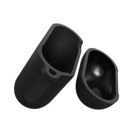 Чехол Spigen Silicone Case Black с карабином для AirPods