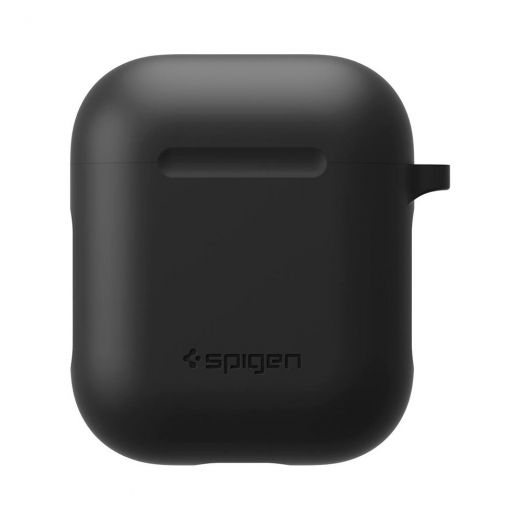 Чехол Spigen Silicone Case Black с карабином для AirPods