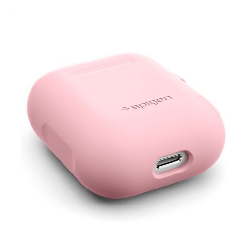 Чехол Spigen Silicone Case Pink с карабином для AirPods