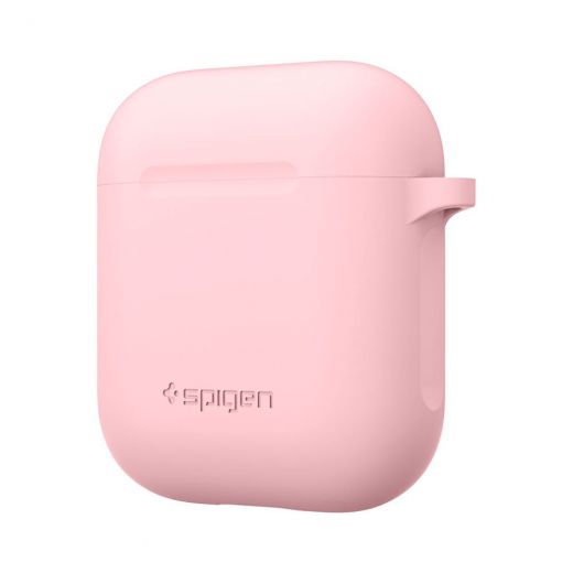 Чехол Spigen Silicone Case Pink с карабином для AirPods