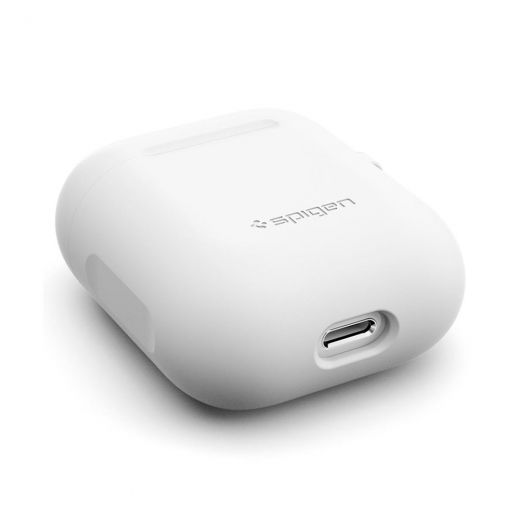 Чехол Spigen Silicone Case White с карабином для AirPods