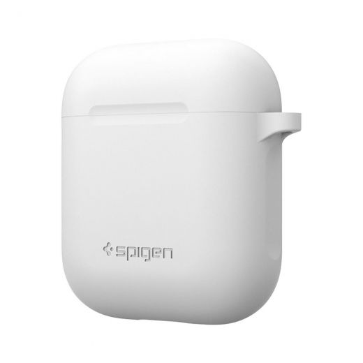 Чехол Spigen Silicone Case White с карабином для AirPods