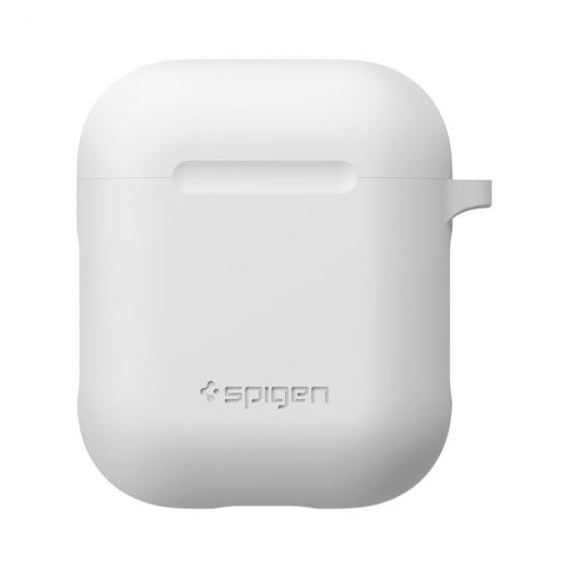 Чехол Spigen Silicone Case White с карабином для AirPods