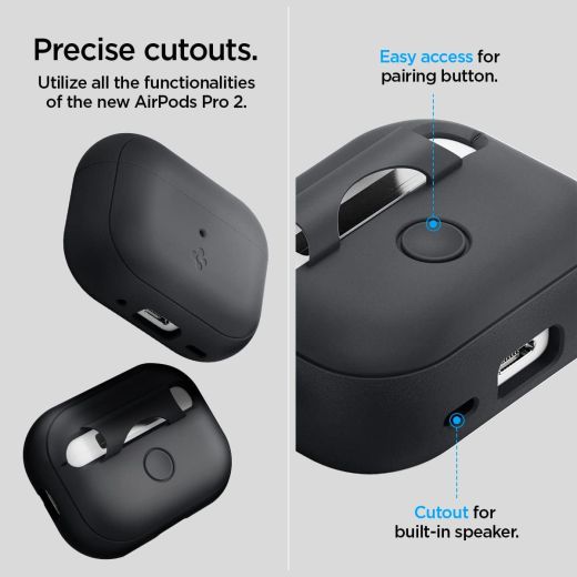 Силіконовий чохол Spigen Silicone Fit Black/Black для Apple AirPods Pro (2 покоління) (ACS05479)