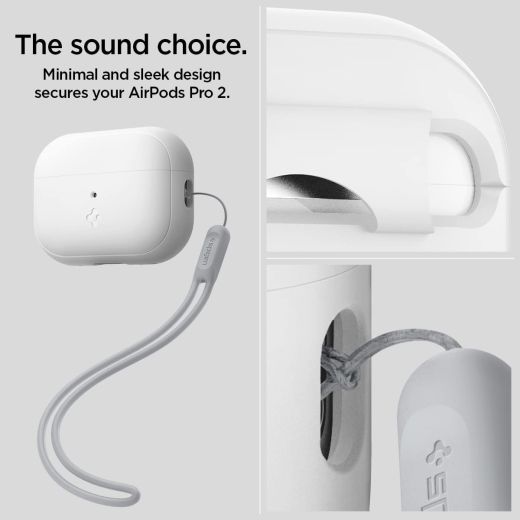 Силіконовий чохол Spigen Silicone Fit White/Gray для Apple AirPods Pro (2 покоління) (ACS05811)