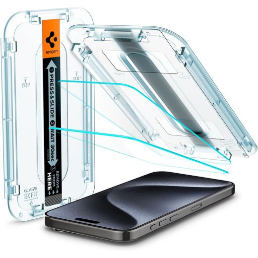 Захисне скло Spigen Screen Protector EZ FIT GLAS.tR (2 шт.) для iPhone 15 Pro (AGL06892)