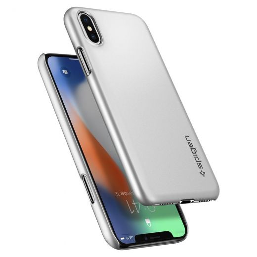 Чохол Spigen Thin Fit Satin Silver для iPhone X/XS