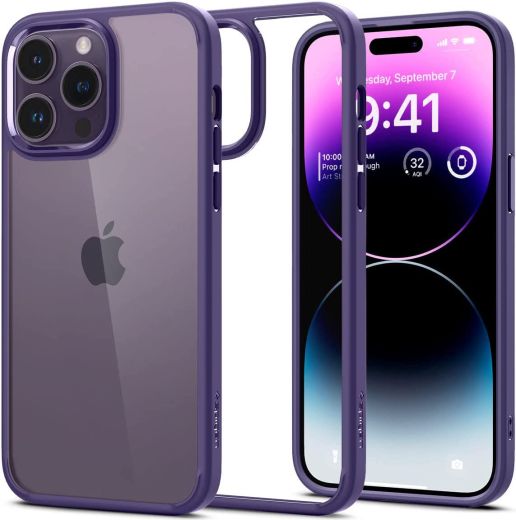 Прозрачный чехол Spigen Ultra Hybrid Deep Purple для iPhone 14 Pro (ACS05577)