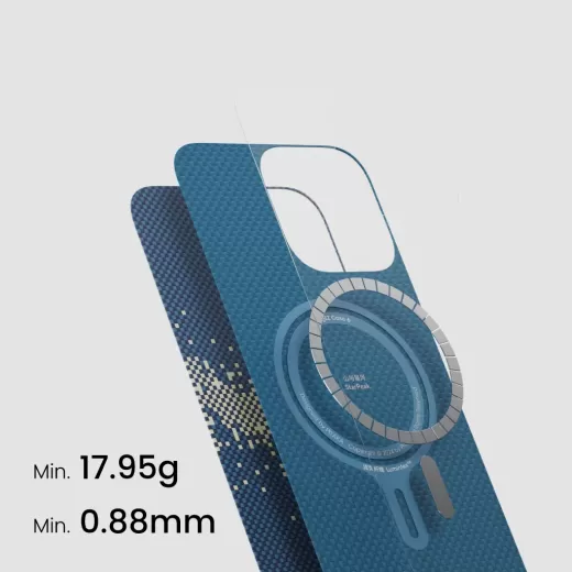 Светящийся в темноте карбоновый чехол Pitaka Tactile Woven Case (Lumintex™ Edition) StarPeak Milky Way Galaxy для iPhone 16 Pro (KI1603PMYG)