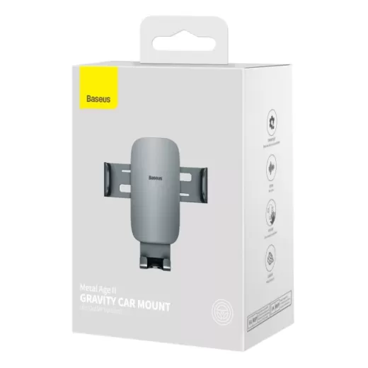 Держатель для телефона в машину Baseus Metal AgeⅡ Gravity Car Mount (Air Outlet Version) Dark Grey (SUJS000013)