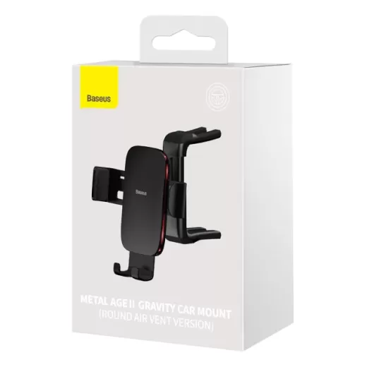 Держатель для телефона в машину Baseus Metal AgeⅡ Gravity Car Mount (Round Air Vent Version) Black (SUJS030001)