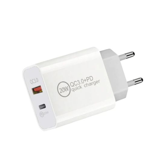 Быстрая зарядка CasePro Dual Quick Charge 20W PD3.0 + QC 3.0 White
