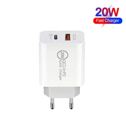 Сетевое зарядное устройство CasePro Dual Quick Charge 20W PD3.0 + QC 3.0 White