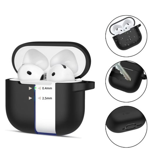 Силіконовий чохол з карабіном Tech-Protect Silicone Hook Black для AirPods 4 (2024)