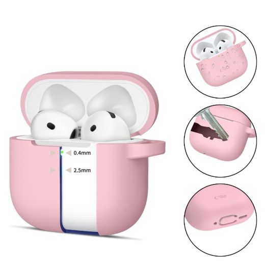 Силиконовый чехол с карабином Tech-Protect Silicone Hook Dusty Pink для AirPods 4 (2024)