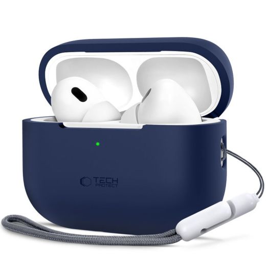 Чохол з ремінцем Tech-Protect Silicone Navy Blue для AirPods Pro 1 | 2