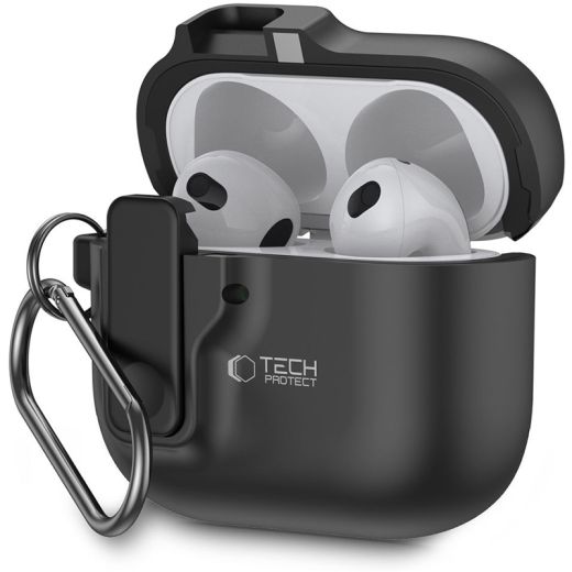 Тонкий чохол з карабіном Tech-Protect Slim Hook Black для AirPods 4 (2024)