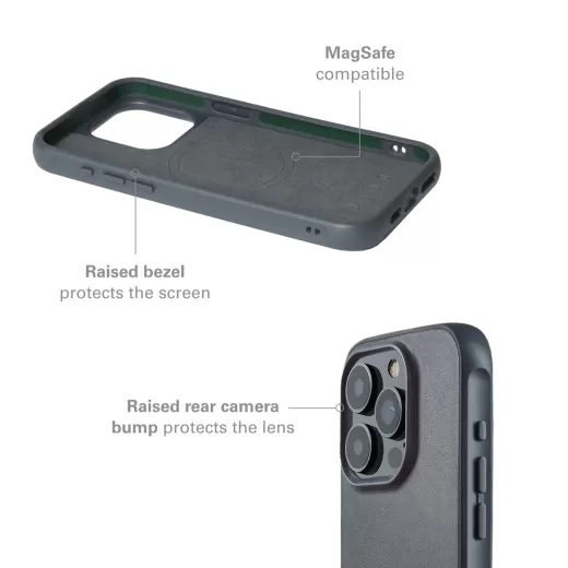 Шкіряний чохол Mujjo Shield Case Steel Blue для iPhone 15 Pro Max