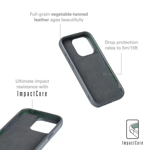 Шкіряний чохол Mujjo Shield Case Steel Blue для iPhone 15 Pro Max