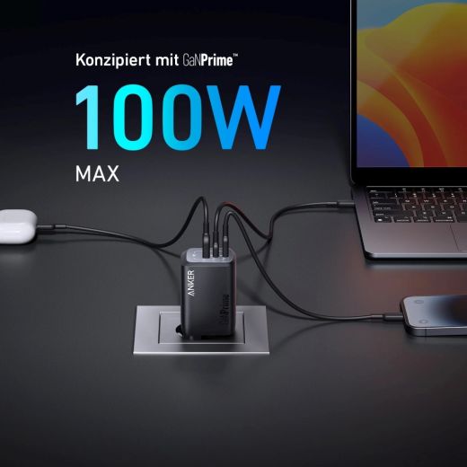 Швидка зарядка Anker Prime 100W GaN Wall Charger (3 порти)