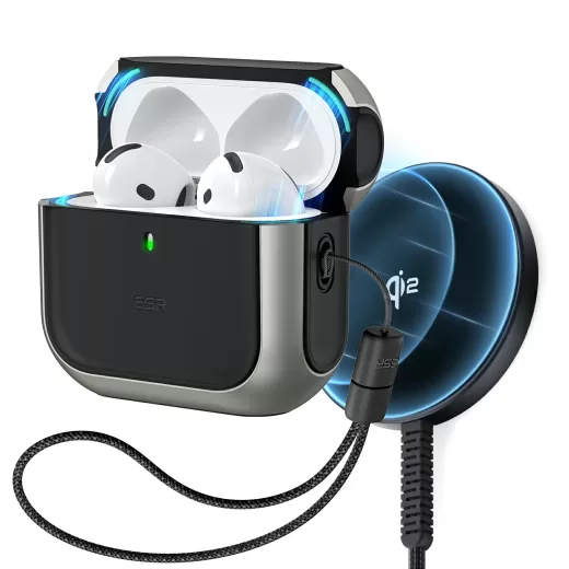 Чохол ESR Orbit Hybrid Snap-and-Charge Bundle Titanium для AirPods 4 (2024)