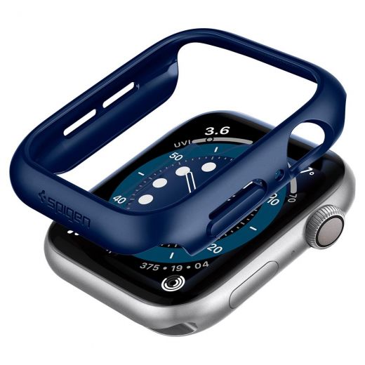 Чехол Spigen Thin Fit Metallic Blue для Apple Watch 44mm Series SE / 6 / 5 / 4 (ACS02223)