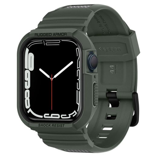 Чохол-ремінець Spigen Rugged Armor Pro Designed Military Green для Apple Watch 45mm | 44mm Series 9 | 8 | 7  (062CS26016)