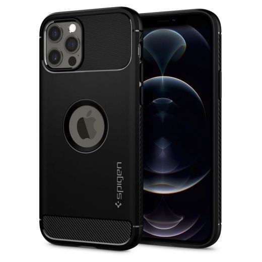 Чохол Spigen Rugged Armor Matte Black для iPhone 12 | 12 Pro (ACS01700)