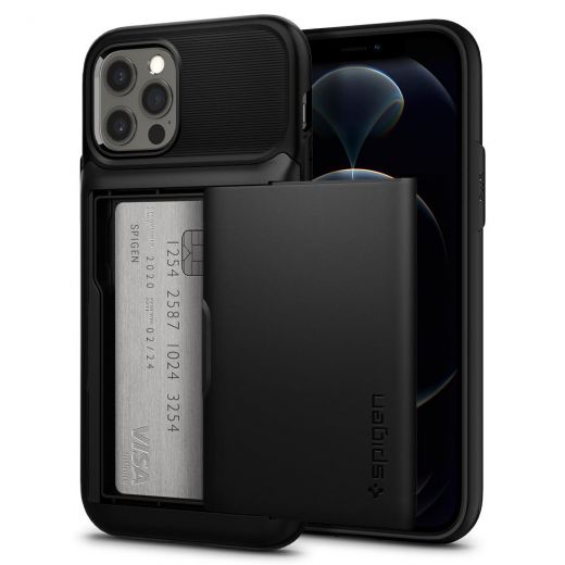 Чехол Spigen Slim Armor Wallet Black для iPhone 12 | 12 Pro (ACS01527)