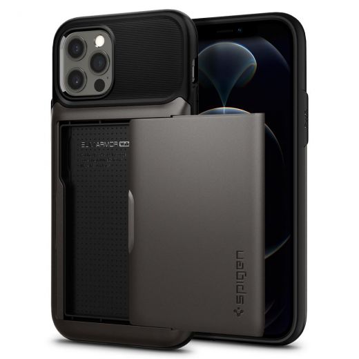 Чехол Spigen Slim Armor Wallet Gunmetal для iPhone 12 | 12 Pro (ACS01528)