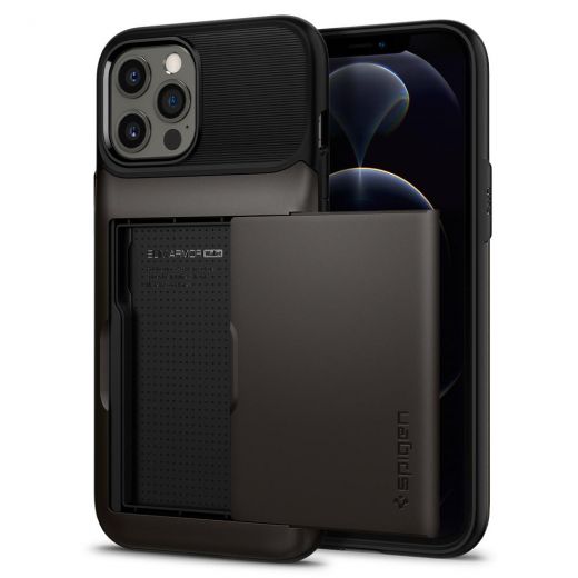 Чехол Spigen Slim Armor Wallet Gunmetal для iPhone 12 Pro Max (ACS01484)